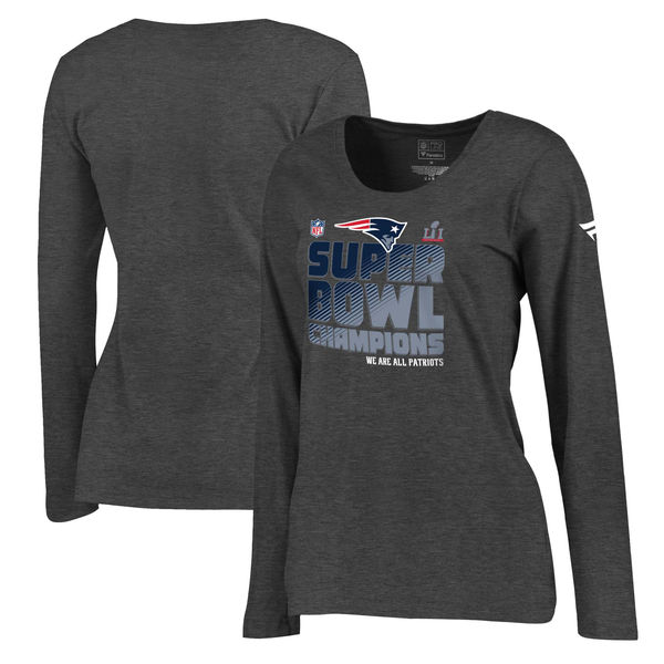 New England Patriots Pro Line by Fanatics Branded Women's Plus Size Super Bowl LI Champions Trophy Collection Locker Room Long Sleeve T-Shirt - Charcoal